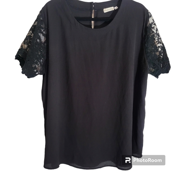 Southern Stitch XXXL Black Lace Short Sleeve Blouse - Picture 1 of 2